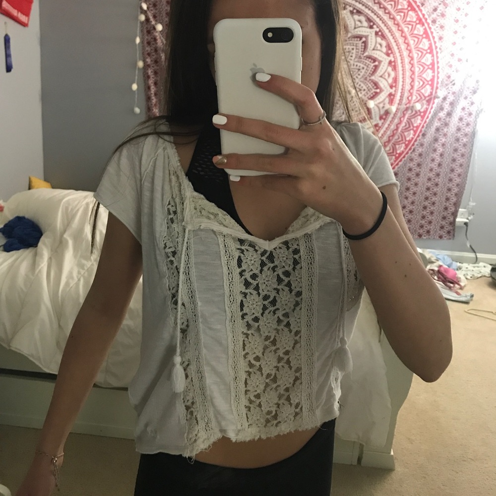 HOLLISTER Size M white lace top